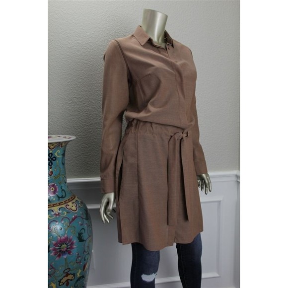 NWT AKRIS Caramel Wool Tie Lightweight Convertible Dress / Jacket 6